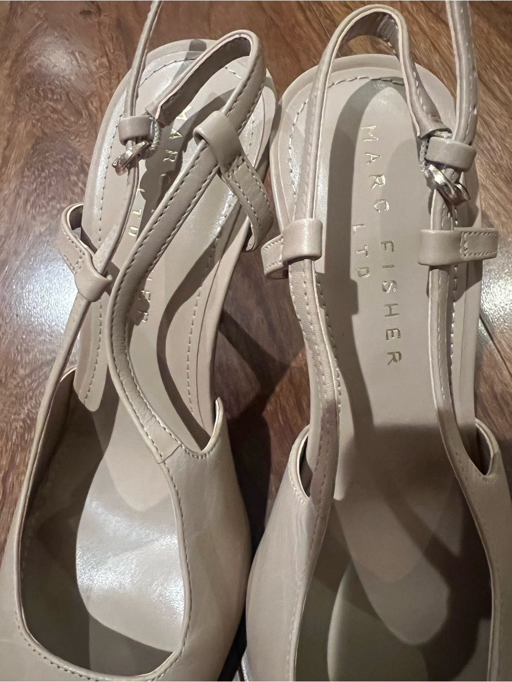 Marc Fisher Beige Pointed-Toe Slingback Stiletto Heels - Picture 3 of 4